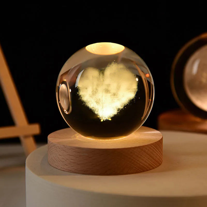 Crystal Ball Night Light 3D Engraved