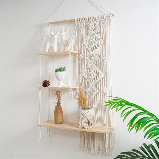 Macrame Tapestry Shelves With 3 Tier